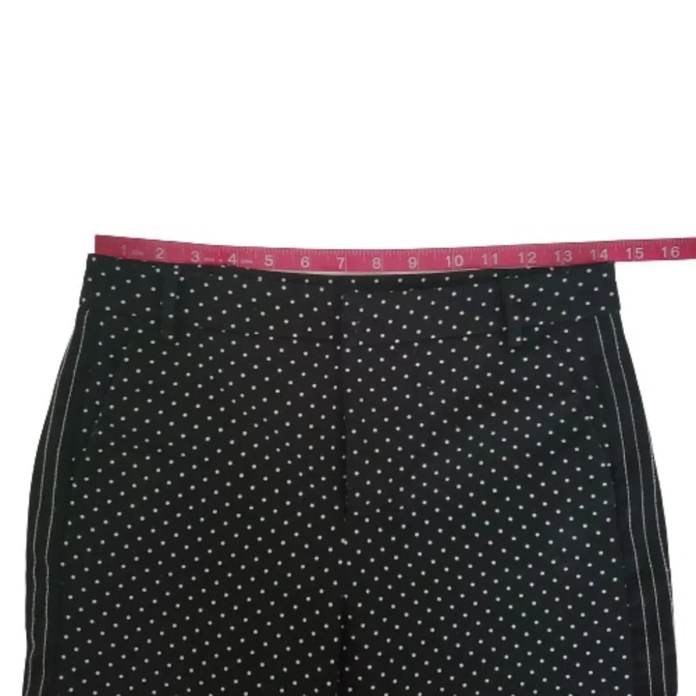 ZARA Basic Women's Polka Dot Striped Sides Flat Front Black Crop Pants Size XS - Picture 9 of 12